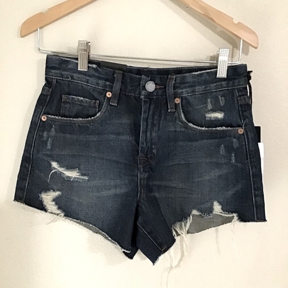 Blank nyc sc 24 distressed Jean shorts blue denim NWT THE BARROW - Picture 1 of 4
